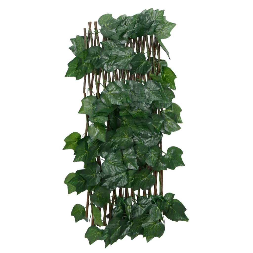 Trellis with Artificial Vine Leaves Expandable Green 190x60 cm