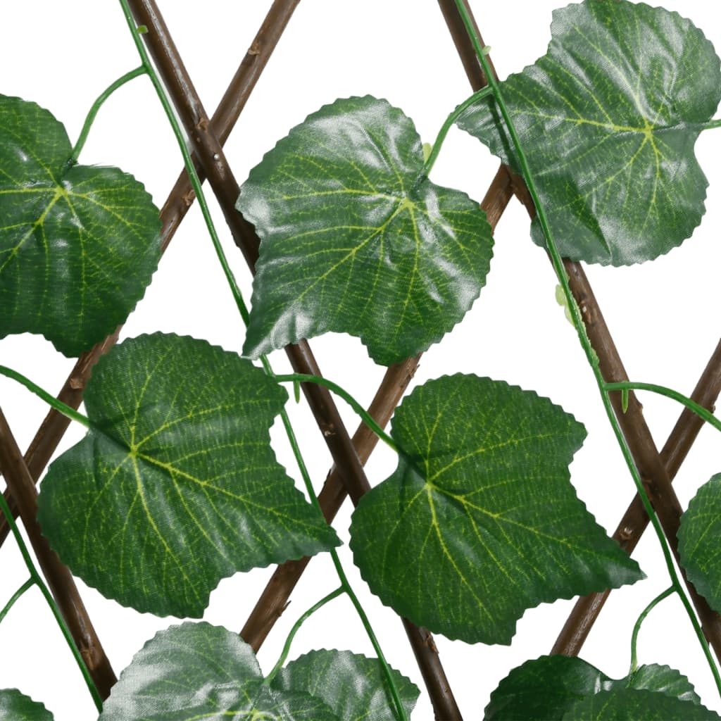 Trellis with Artificial Vine Leaves Expandable Green 190x60 cm