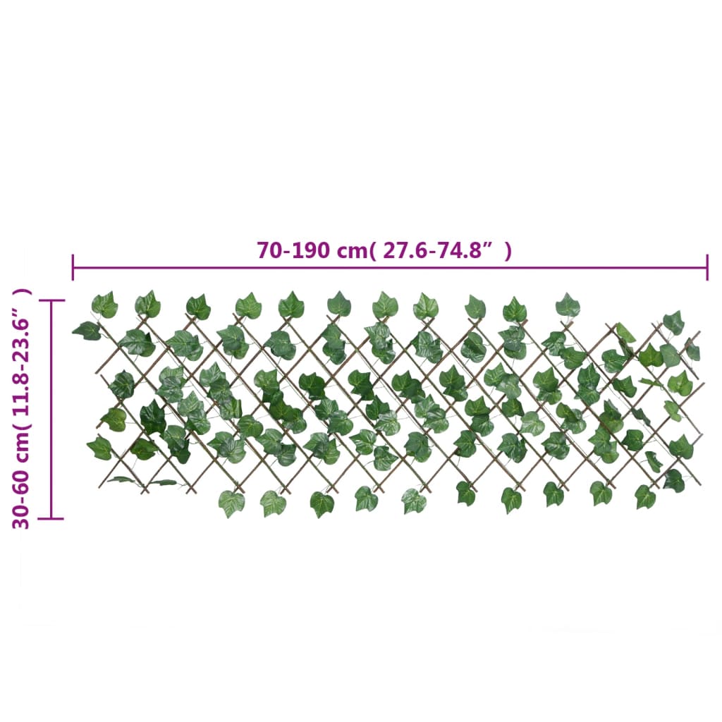 Trellis with Artificial Vine Leaves Expandable Green 190x60 cm