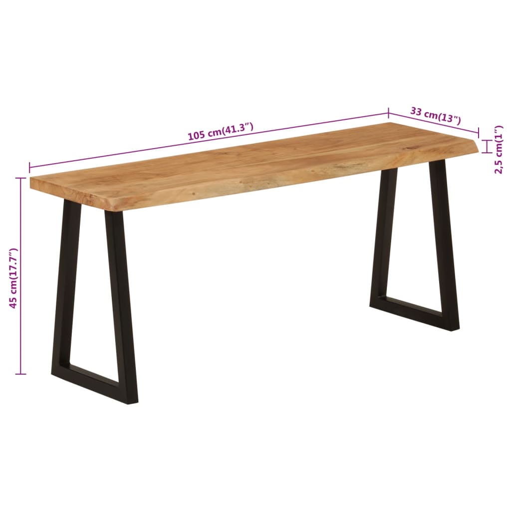 Banc bord d'arbre 105 cm en bois d'acacia massif
