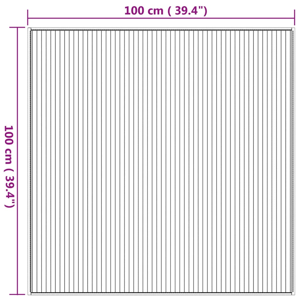 Teppich Quadratisch Natur 100x100 cm Bambus