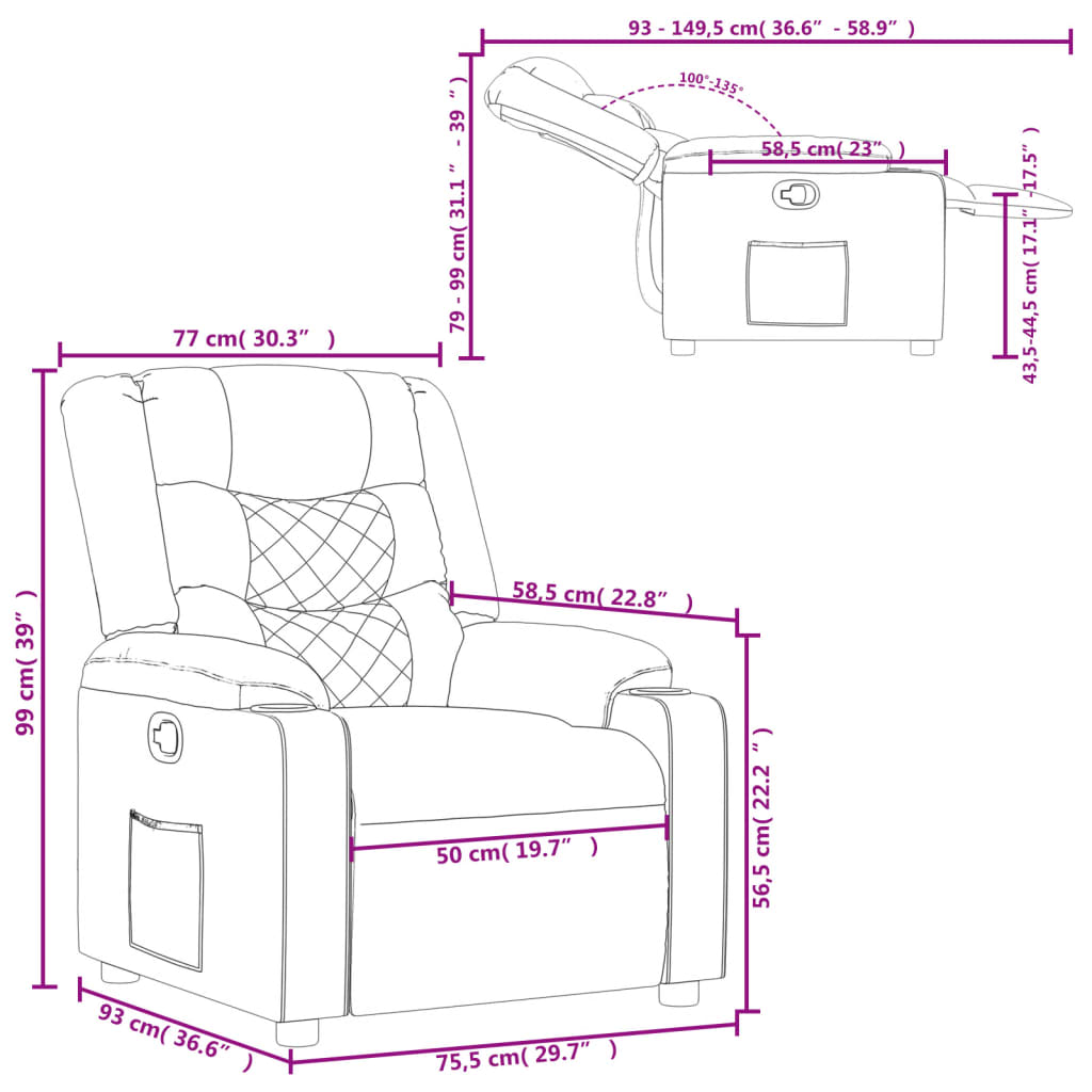 Fauteuil de relaxation simili cuir crème