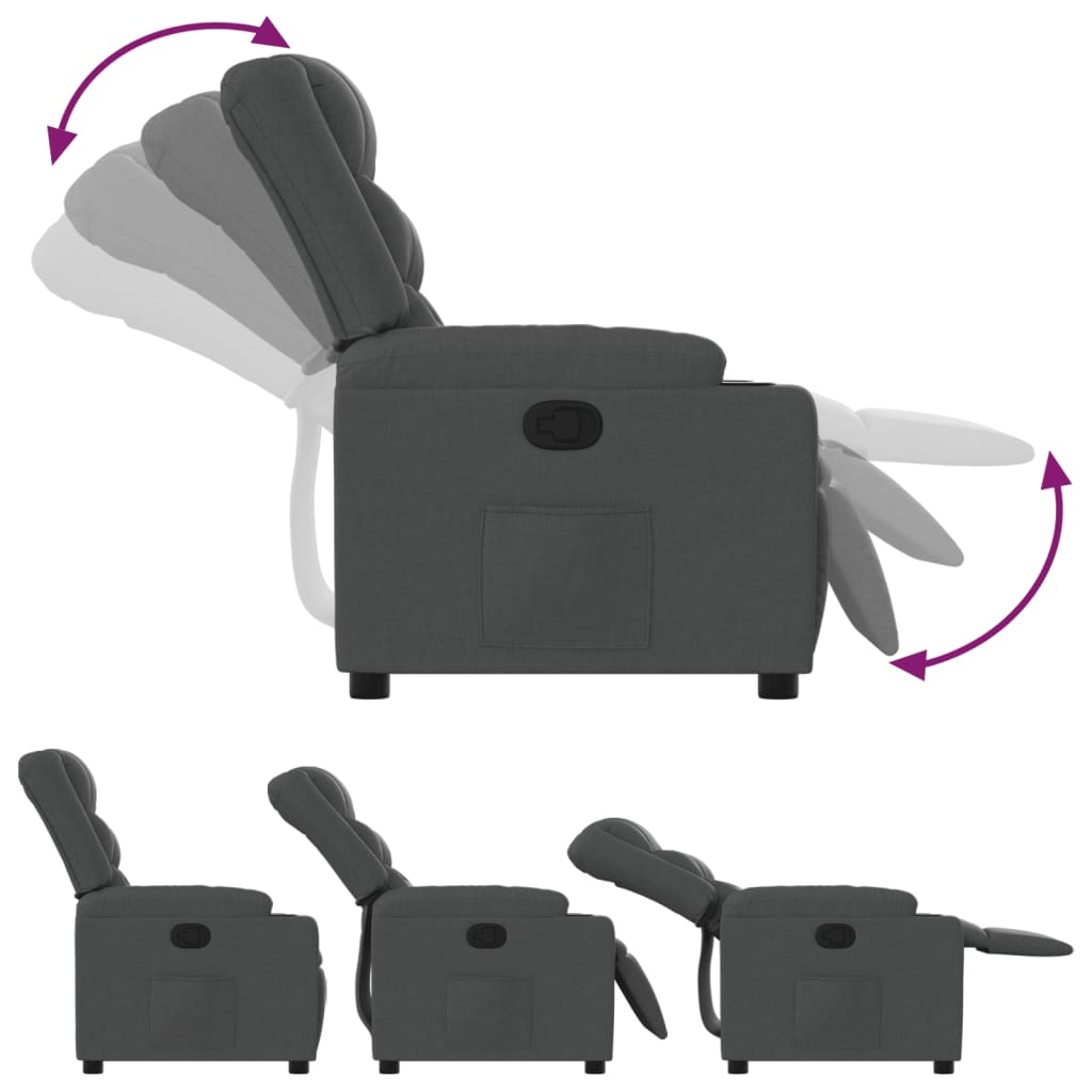 Fauteuil de relaxation tissu gris foncé