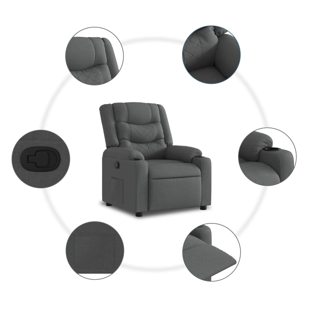 Fauteuil de relaxation tissu gris foncé