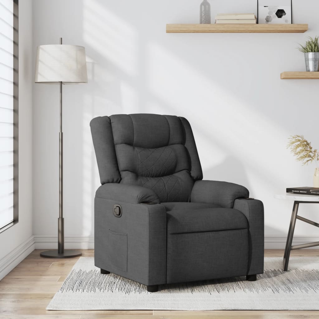 Fauteuil de relaxation tissu gris foncé