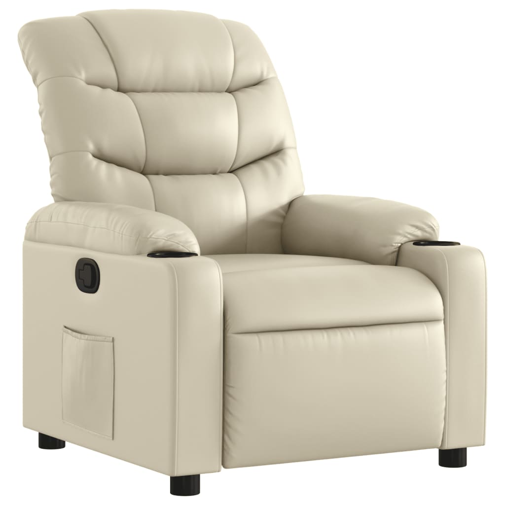 Fauteuil de relaxation simili cuir crème