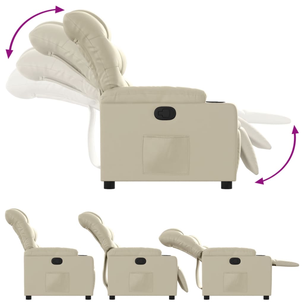Fauteuil de relaxation simili cuir crème
