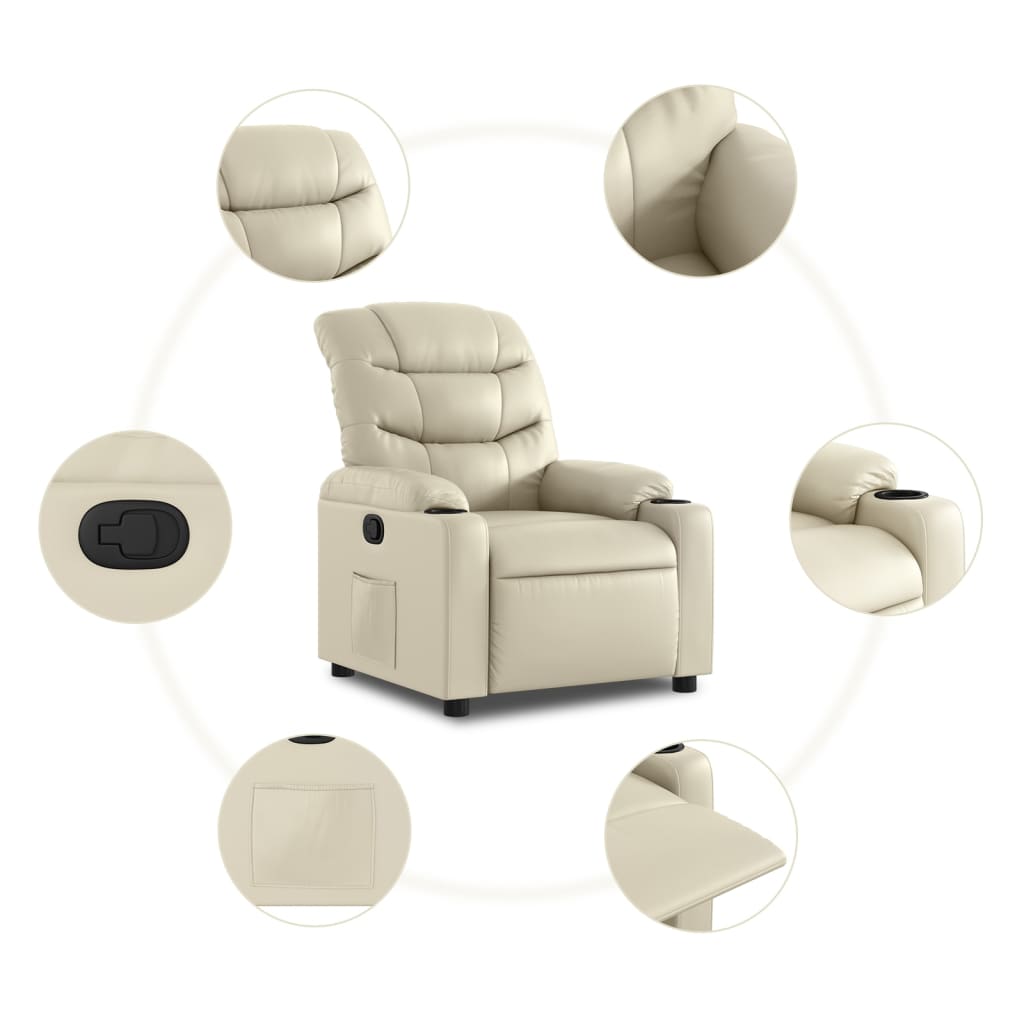 Fauteuil de relaxation simili cuir crème