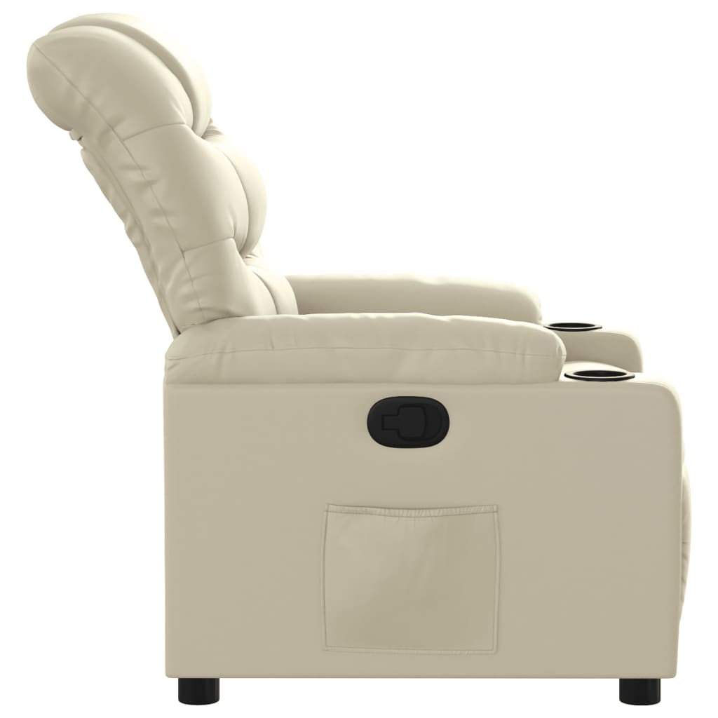 Fauteuil de relaxation simili cuir crème