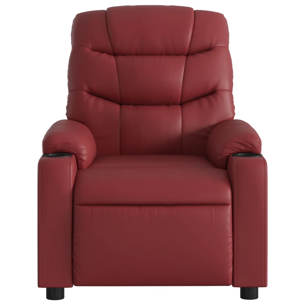 Fauteuil de relaxation simili cuir rouge vin