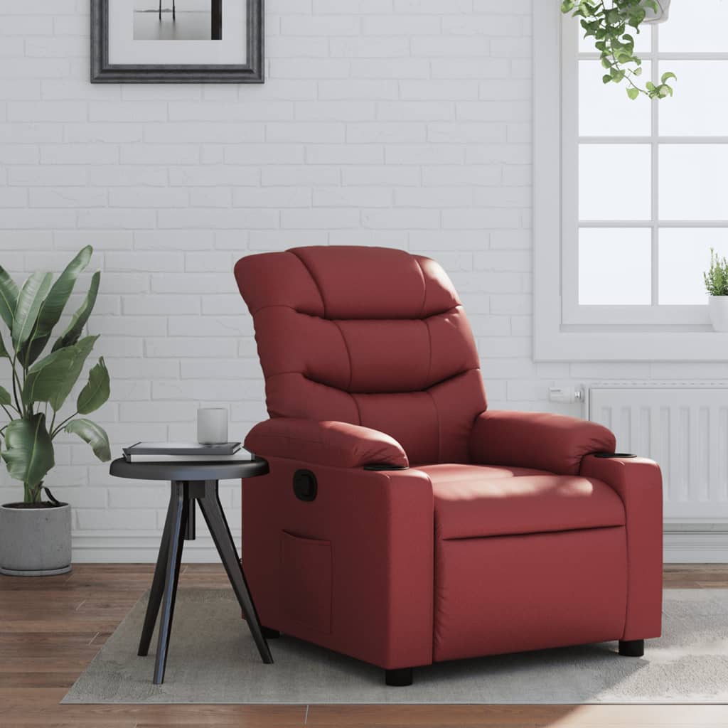 Fauteuil de relaxation simili cuir rouge vin