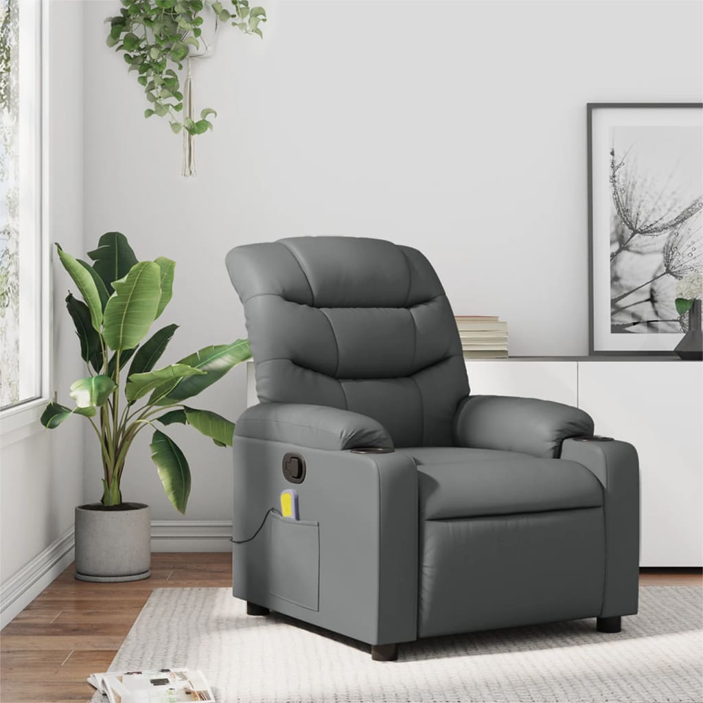 Fauteuil de massage simili cuir gris