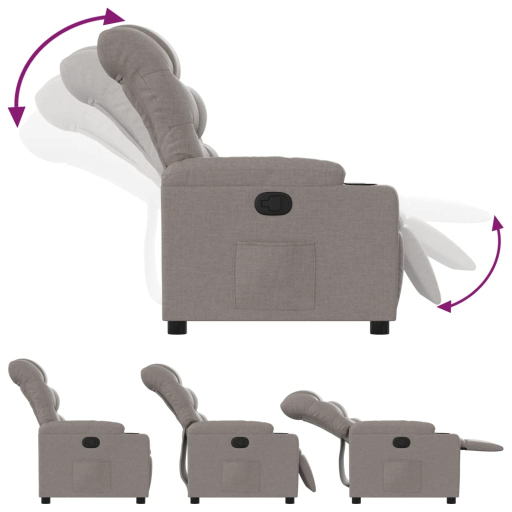 Fauteuil relax tissu taupe