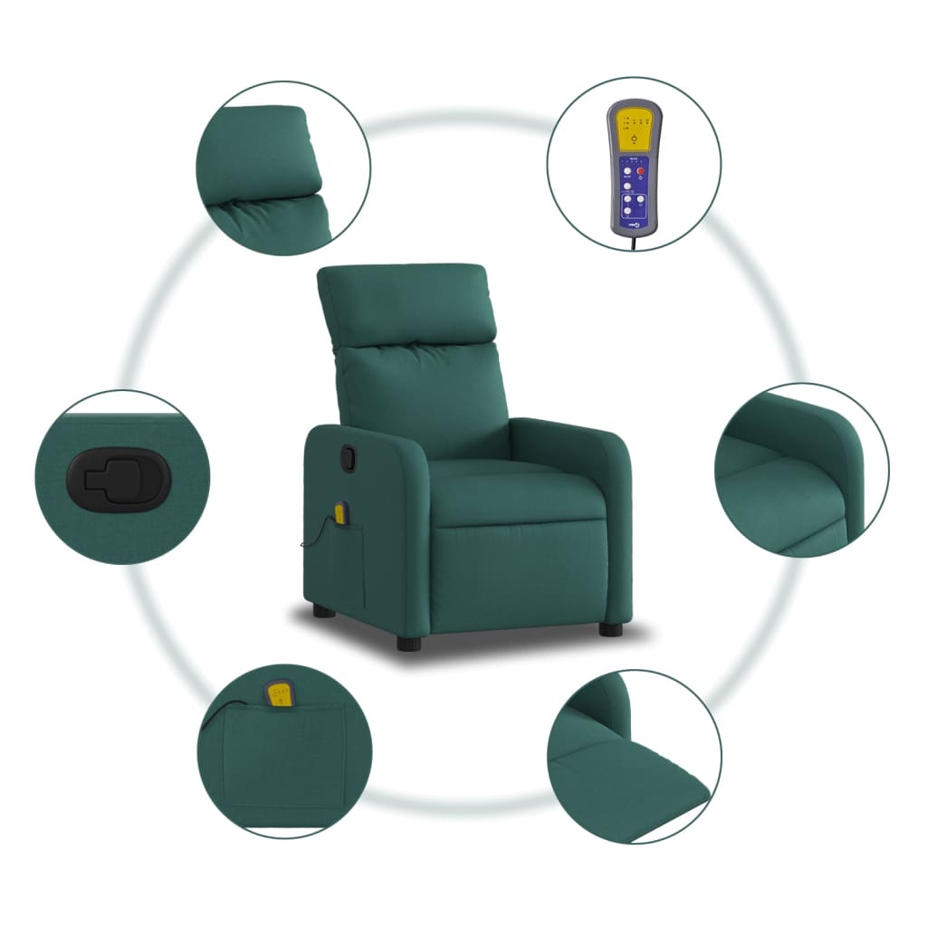 Fauteuil de massage tissu vert foncé