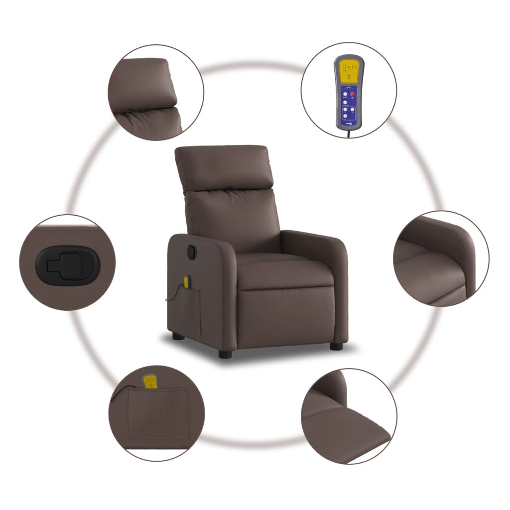 Fauteuil de massage simili cuir marron