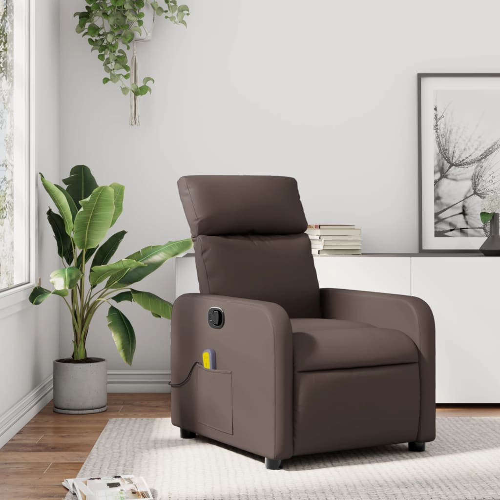 Fauteuil de massage simili cuir marron