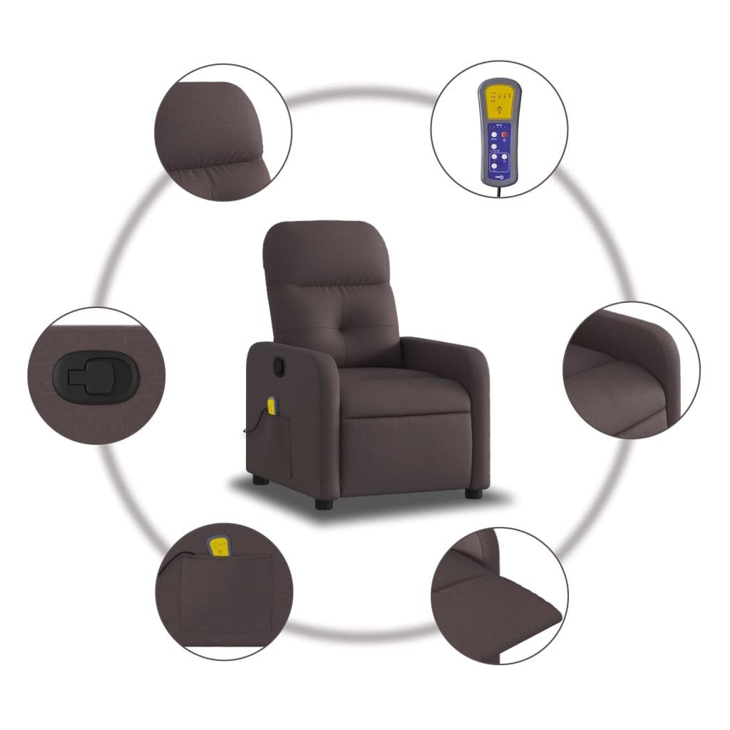 Fauteuil de massage tissu marron foncé