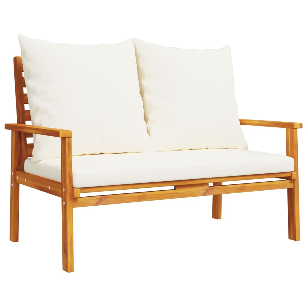 Canapé de jardin 120 cm avec coussins en bois d'acacia massif