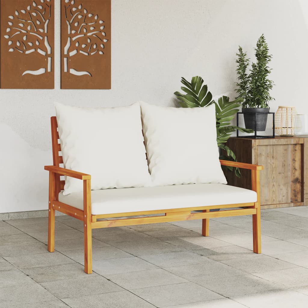 Canapé de jardin 120 cm avec coussins en bois d'acacia massif