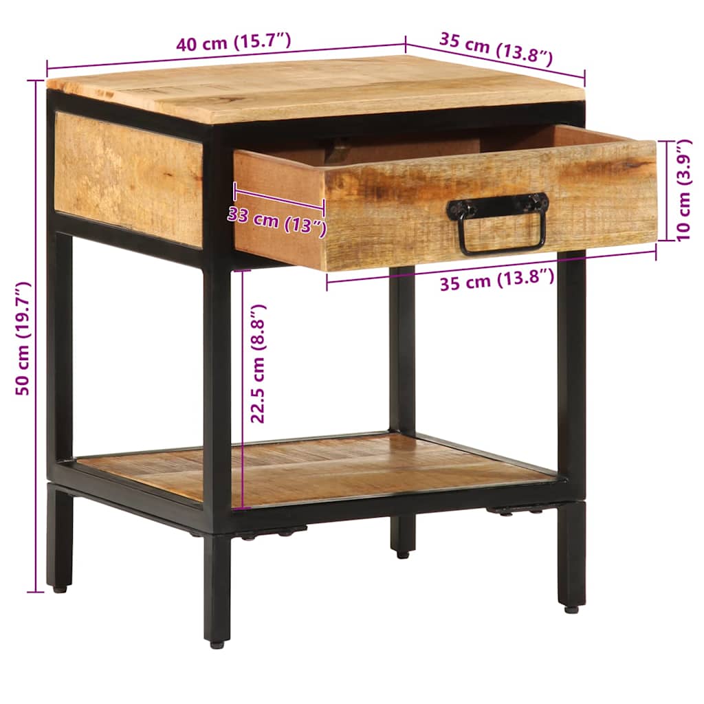 Nachttisch Braun 40 x 35 x 50 cm Massives Mango Holz und Metall