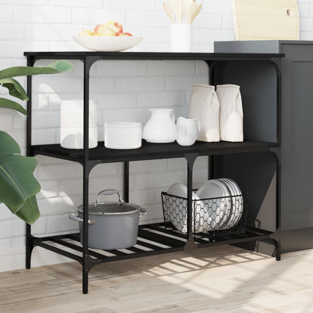 Kitchen Cart Black 100x50x95 cm Wood Material