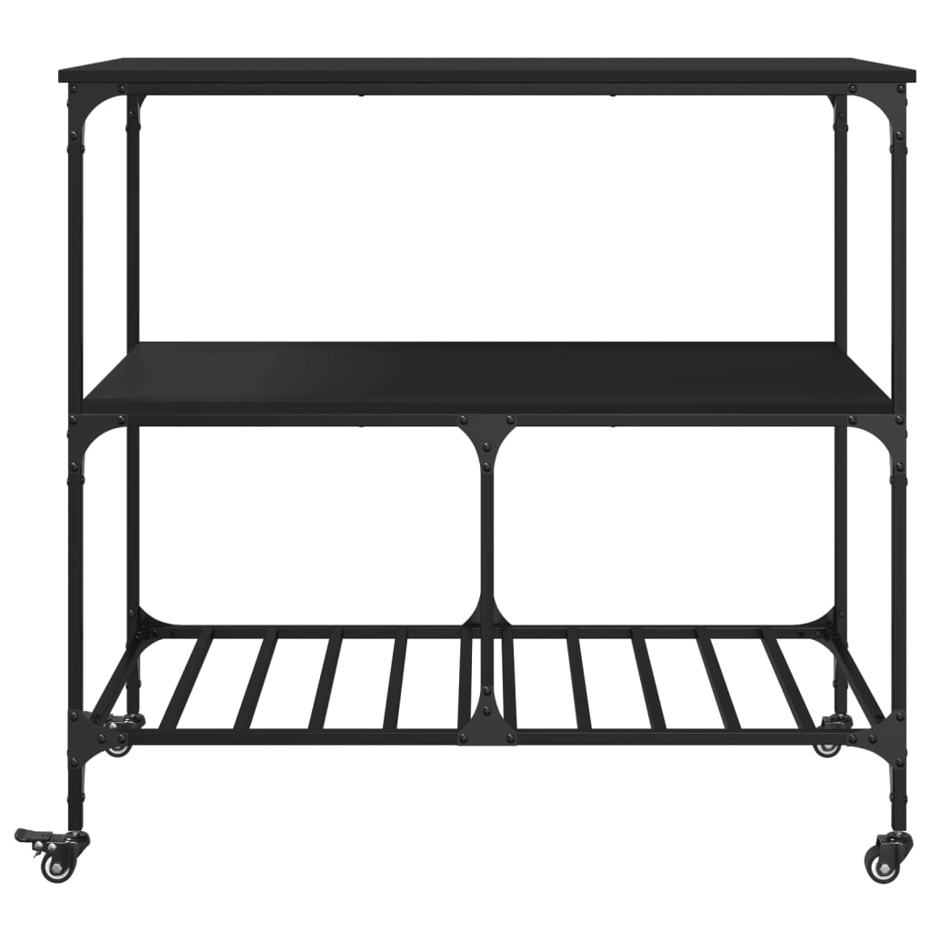 Kitchen Cart Black 100x50x95 cm Wood Material