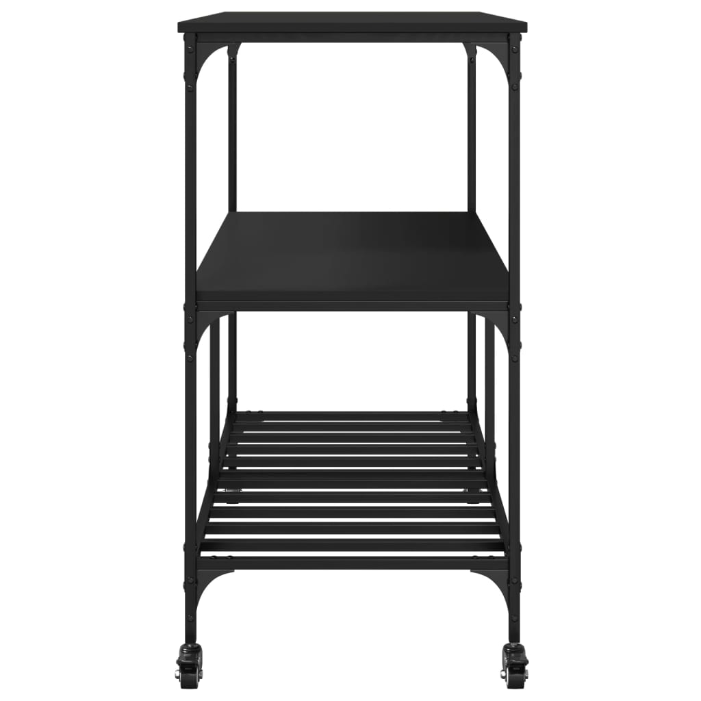 Kitchen Cart Black 100x50x95 cm Wood Material