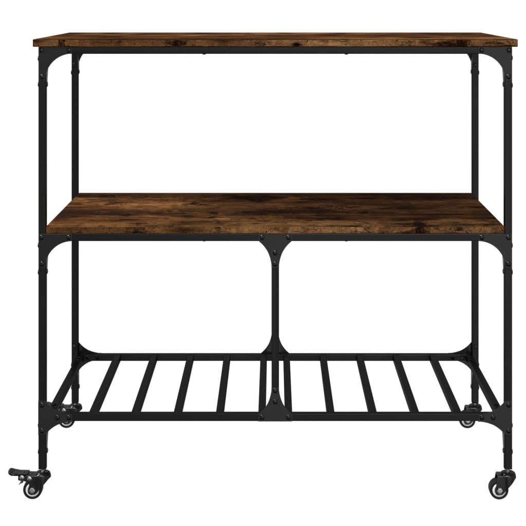 Desserte de cuisine chêne fumé 100x50x95 cm matériau bois