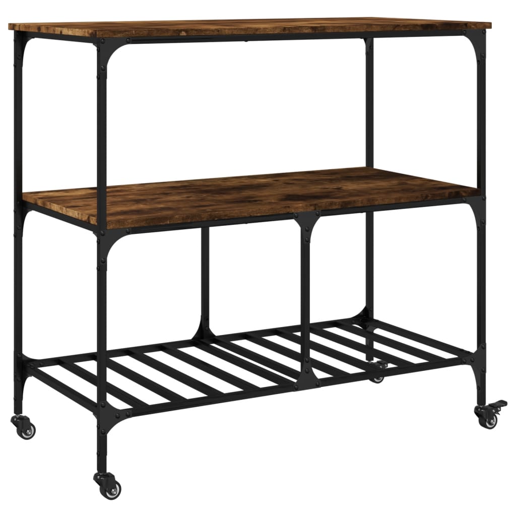 Kitchen trolley smoked oak 100x50x95 cm wood material