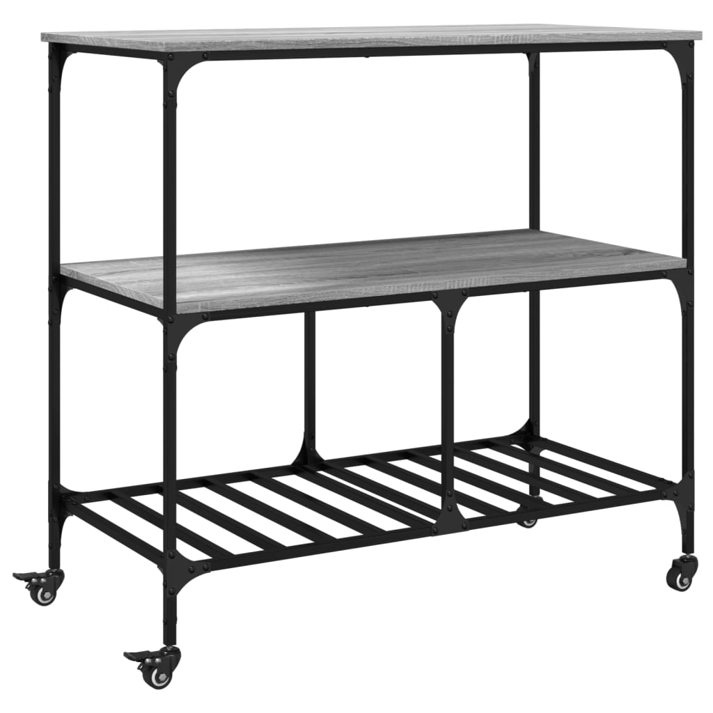 Kitchen Cart Grey Sonoma 100x50x95 cm Wood Material