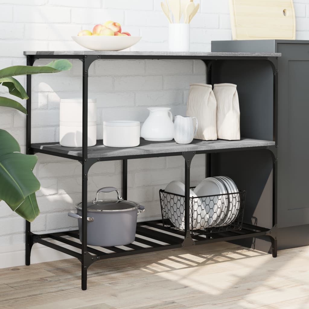 Kitchen Cart Grey Sonoma 100x50x95 cm Wood Material