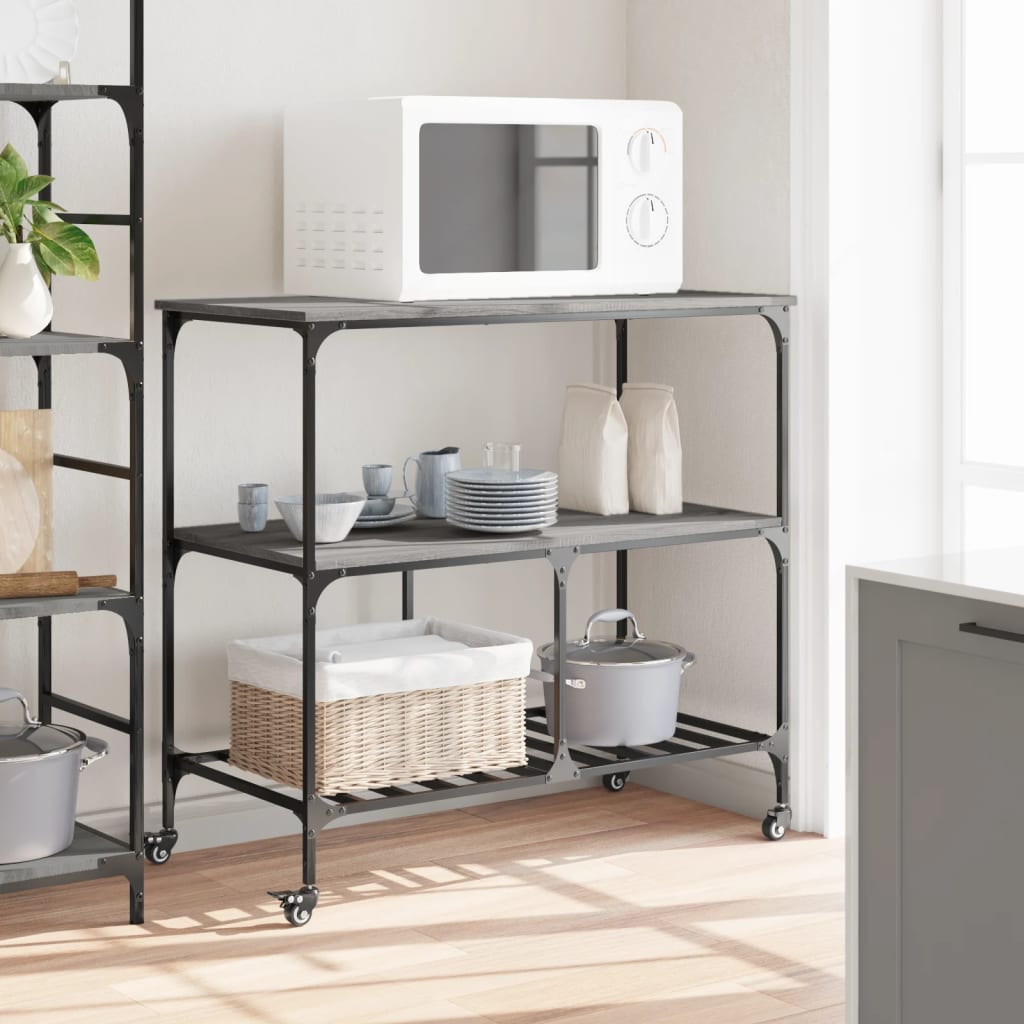 Kitchen Cart Grey Sonoma 100x50x95 cm Wood Material