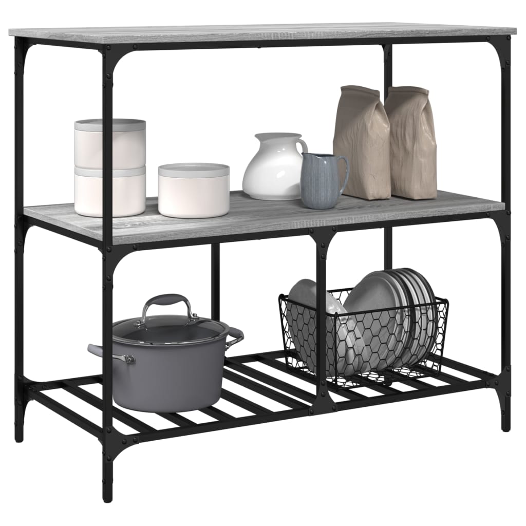 Kitchen Cart Grey Sonoma 100x50x95 cm Wood Material