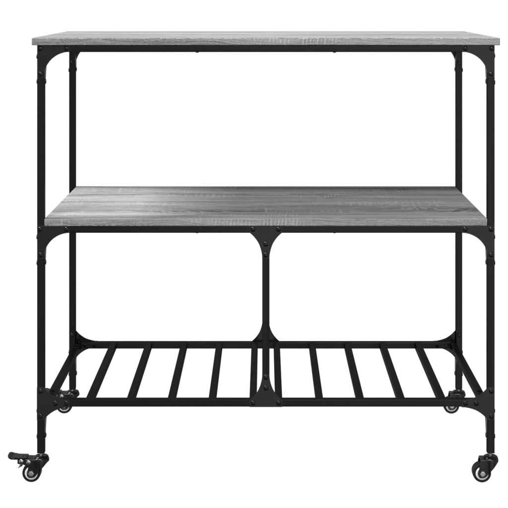 Kitchen Cart Grey Sonoma 100x50x95 cm Wood Material