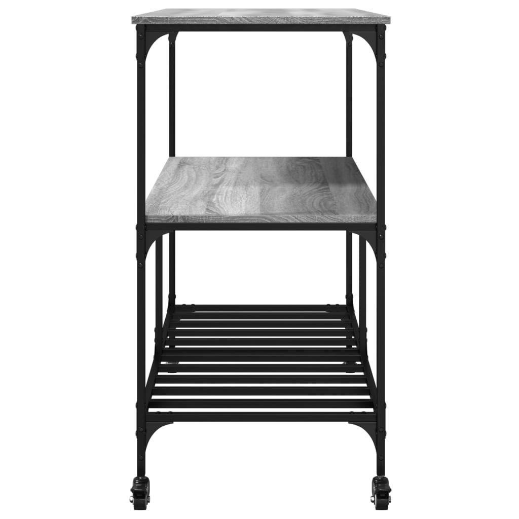 Kitchen Cart Grey Sonoma 100x50x95 cm Wood Material