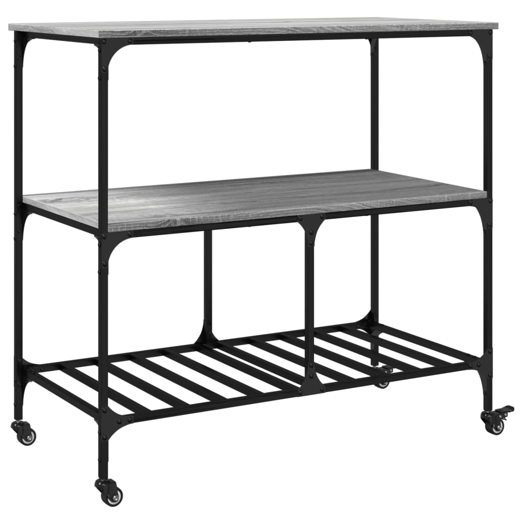 Kitchen Cart Grey Sonoma 100x50x95 cm Wood Material