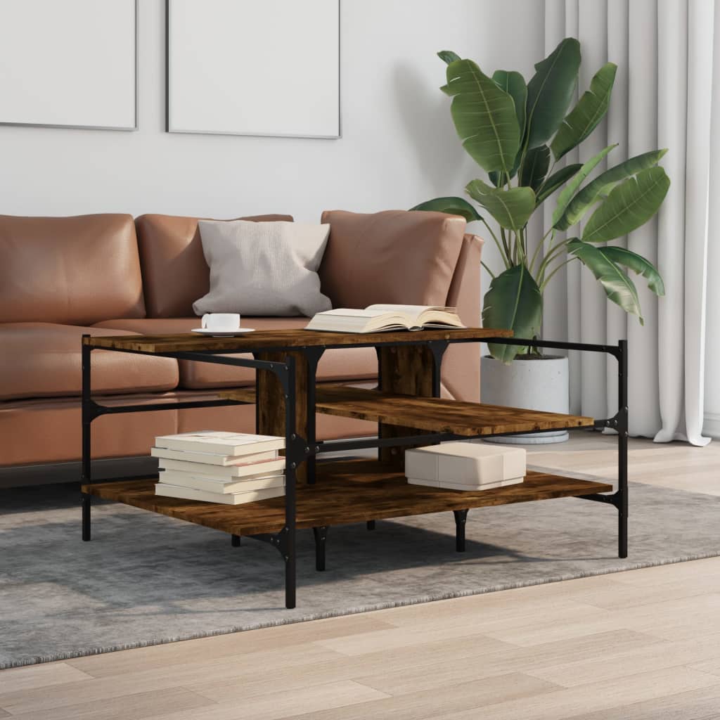 Coffee table smoked oak 100x100x48.5 cm wood material