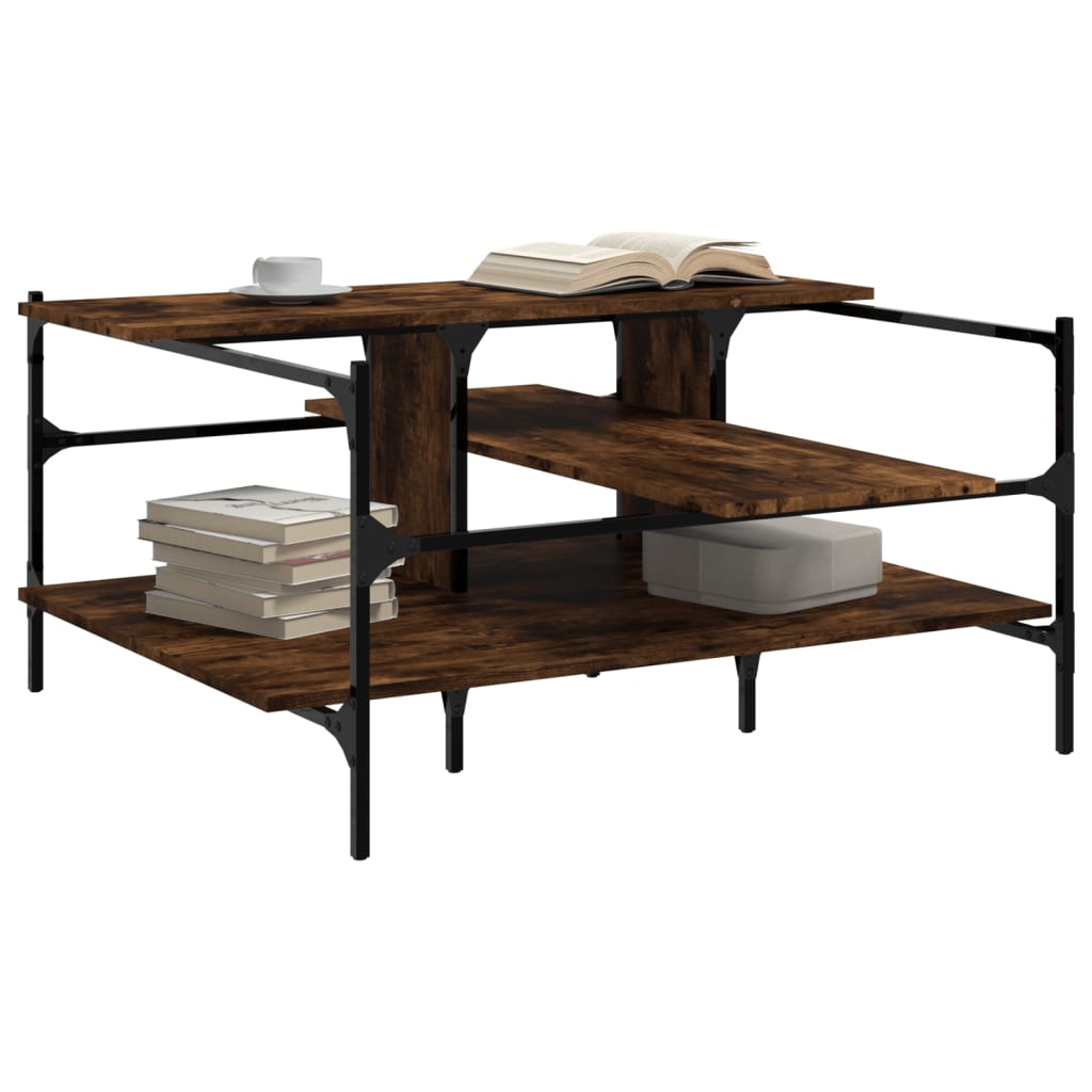 Coffee table smoked oak 100x100x48.5 cm wood material