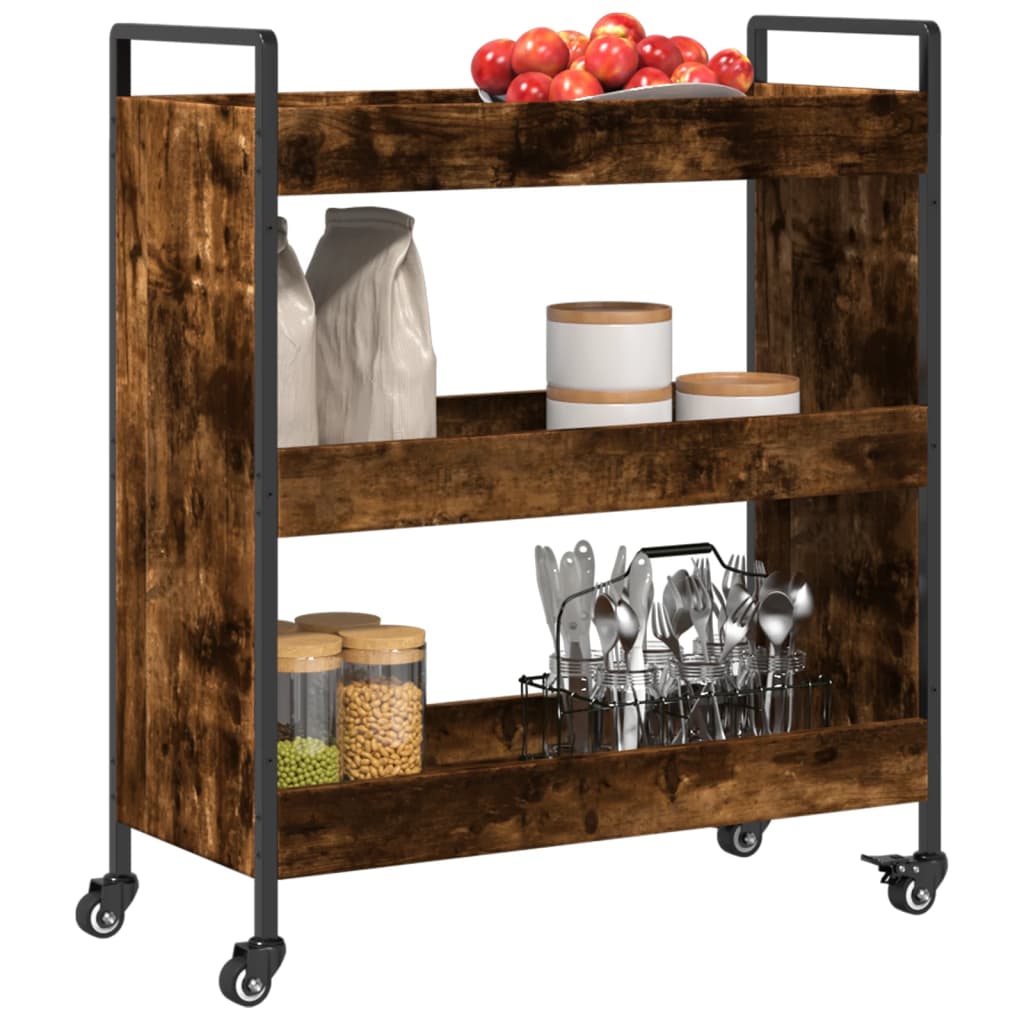 Desserte de cuisine chêne fumé 70x30x82 cm en bois