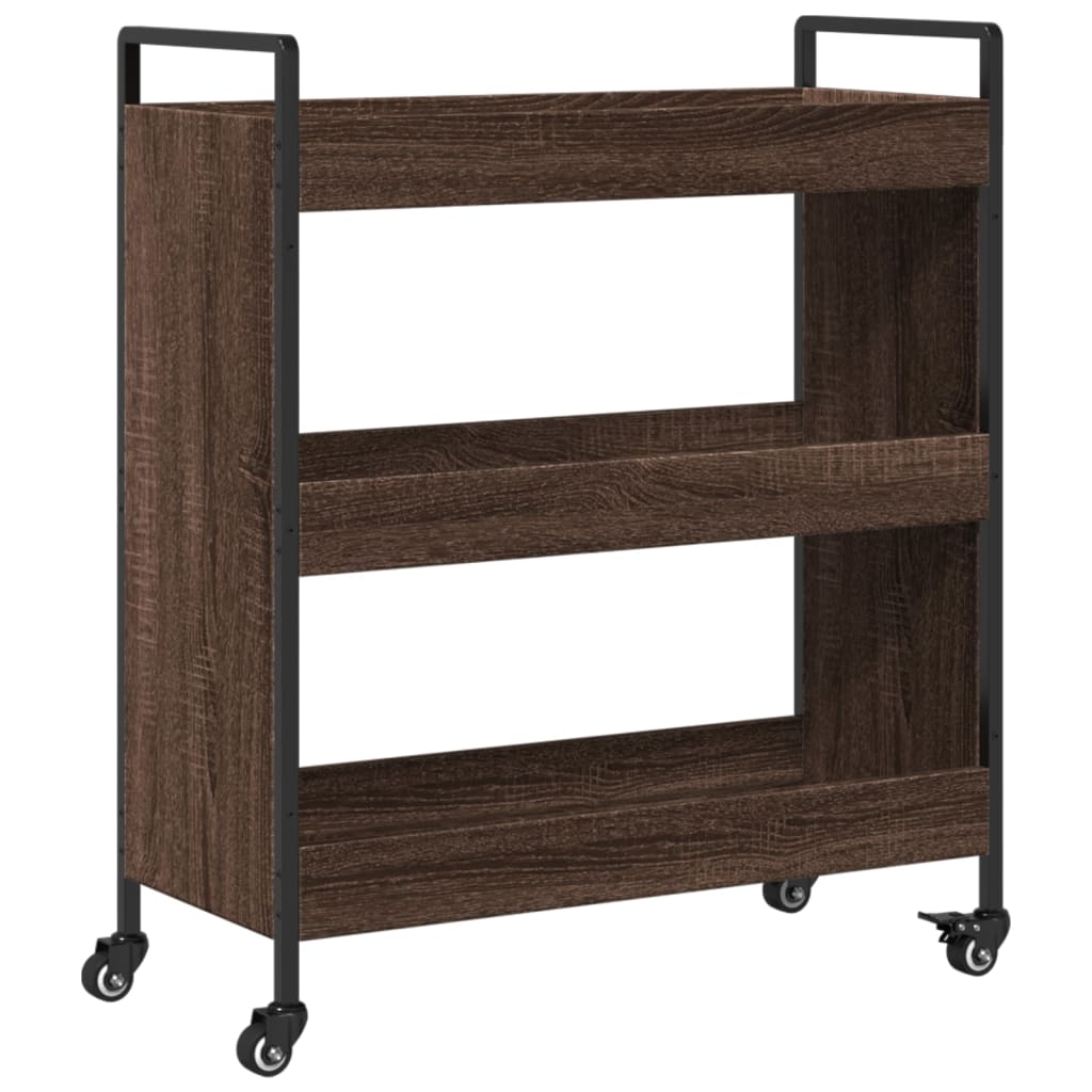 Kitchen trolley brown oak look 70x30x82 cm wood material