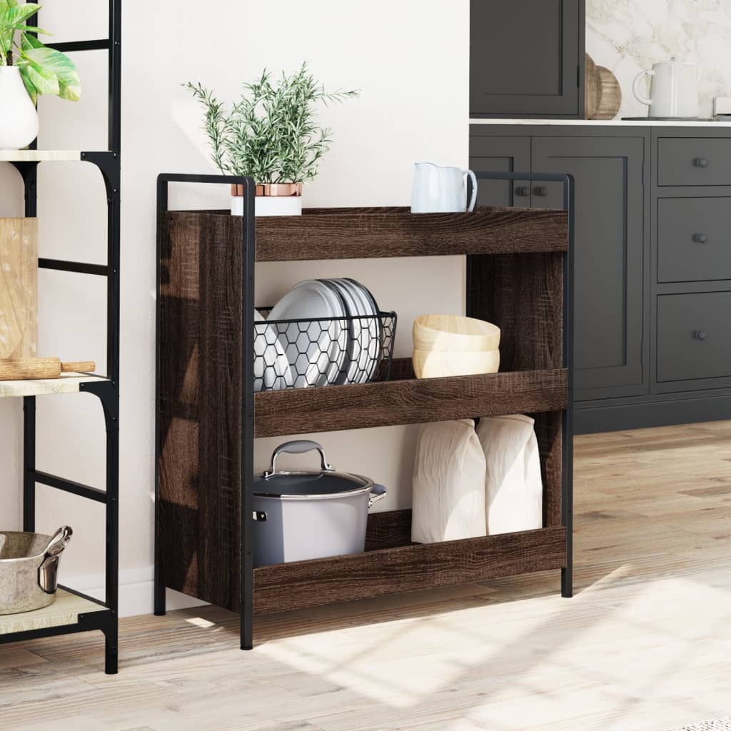 Kitchen trolley brown oak look 70x30x82 cm wood material