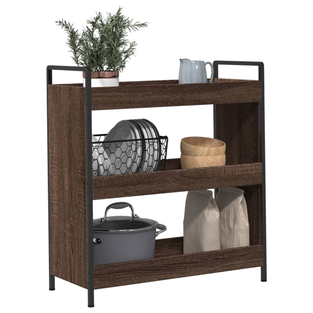 Kitchen trolley brown oak look 70x30x82 cm wood material