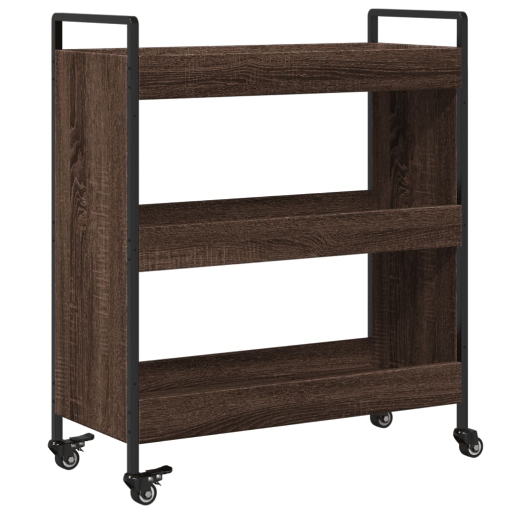 Kitchen trolley brown oak look 70x30x82 cm wood material