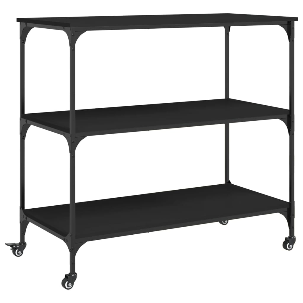Kitchen Cart Black 102x50x95 cm Wood Material