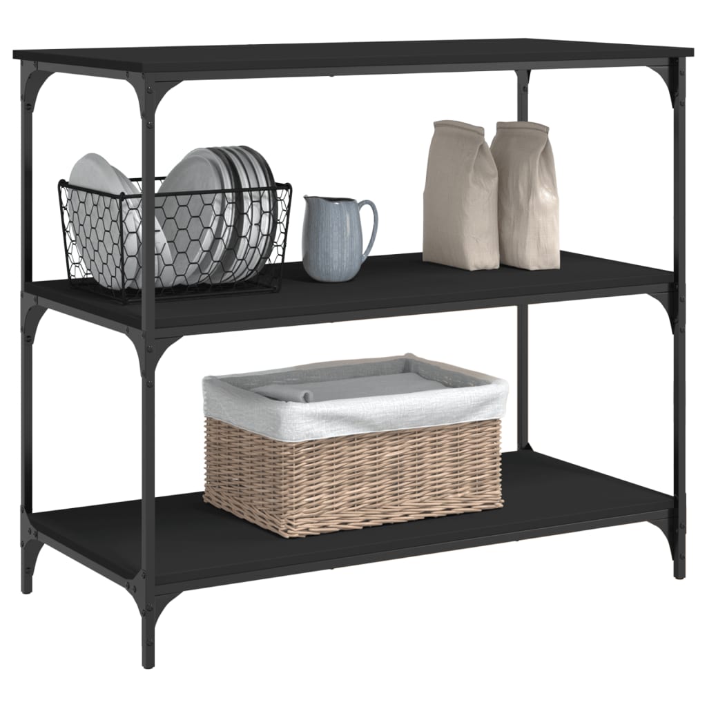 Kitchen Cart Black 102x50x95 cm Wood Material