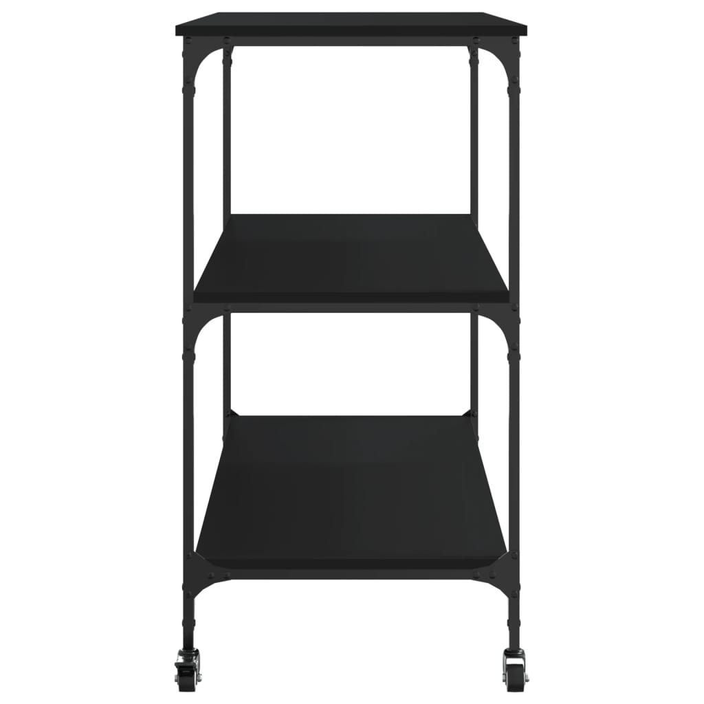Kitchen Cart Black 102x50x95 cm Wood Material