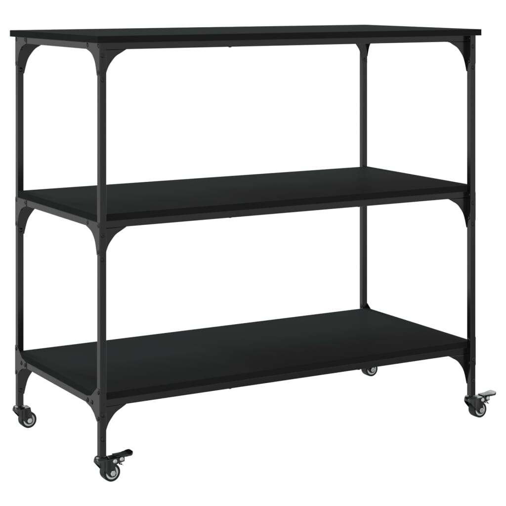 Kitchen Cart Black 102x50x95 cm Wood Material