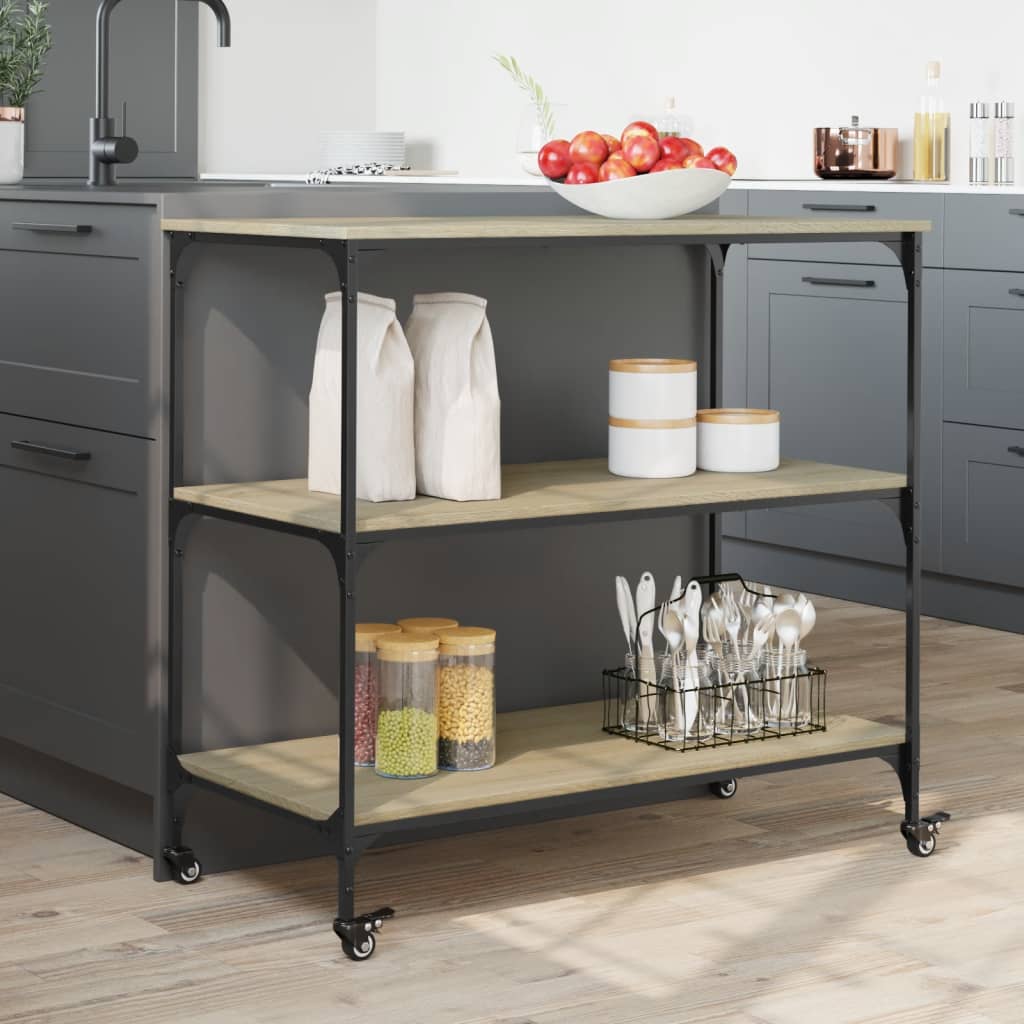 Kitchen trolley Sonoma oak 102x50x95 cm wood material