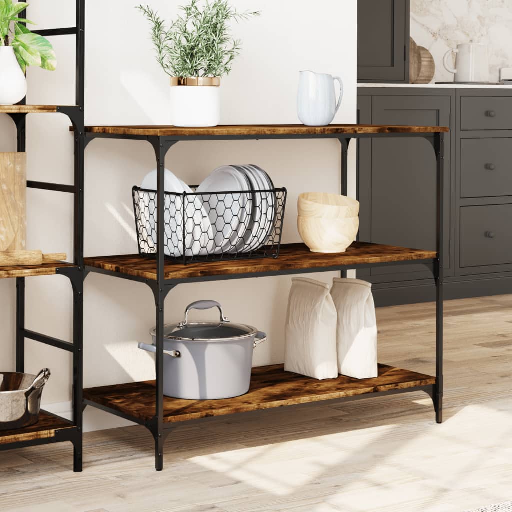 Kitchen trolley smoked oak 102x50x95 cm wood material