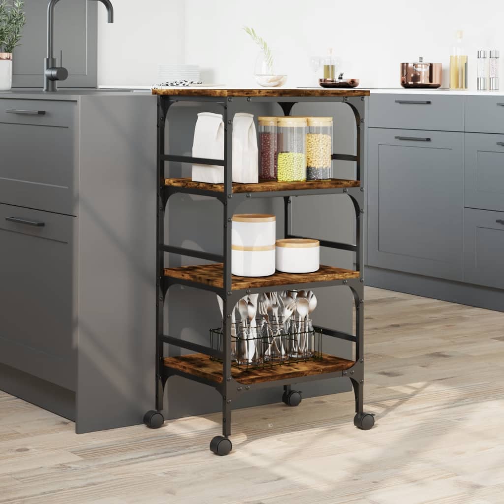 Kitchen trolley smoked oak 45x35x89.5 cm wood material